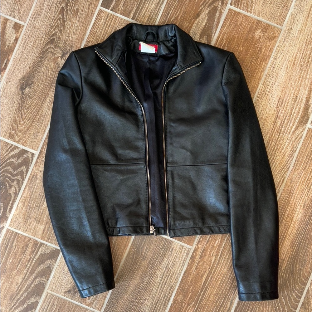 Esprit Black Leather Motorcycle Jacket